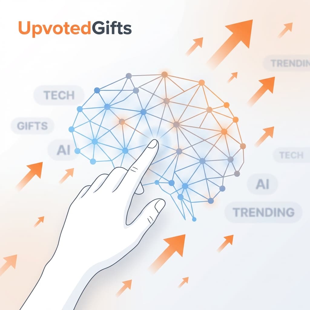 Illustration of a human hand interacting with a digital neural network, symbolizing AI-assisted discovery.